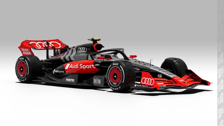 F1-Auto 2026 - Rendering - Fangio - Audi-Lackierung