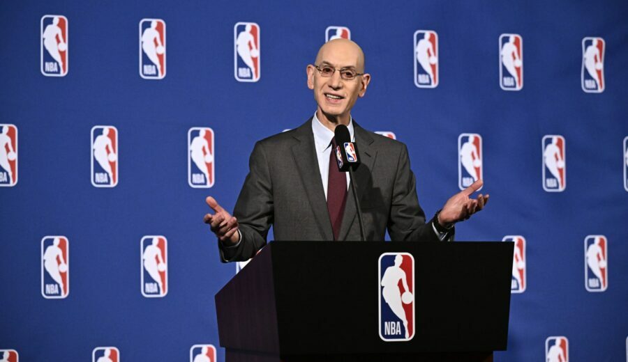 Silver NBA NEW YORK - APRIL 10: NBA Commissioner Adam Silver addresses the media during a press conference after the Board of Governors Meeting on April 10, 2024 at the St. Regis Hotel in New York City. NOTE TO USER: User expressly acknowledges and agrees that, by downloading and/or using this photograph, user is consenting to the terms and conditions of the Getty Images License Agreement. Mandatory Copyright Notice: Copyright 2024 NBAE (Photo by David Dow/NBAE via Getty Images)